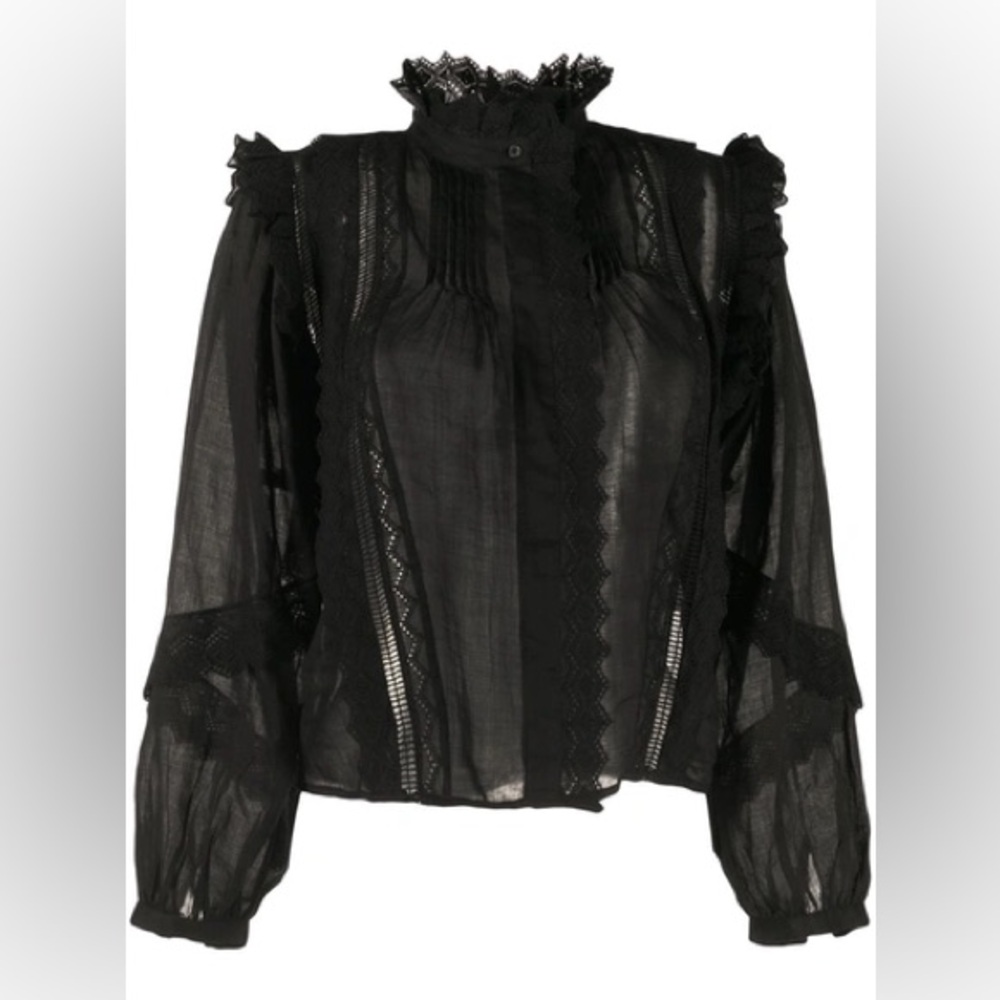 Black ruffle blouse